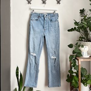 Aritzia Blue Straight Leg Distressed Denim